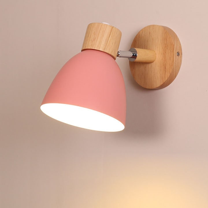 Adjustable Swing Arm Wall Sconce Wooden Base and Metal Shade - Image 9