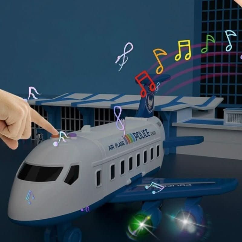 Airplane Toy Playset with Fold-Out Tracks Working Crane and Mini Vehicles - Image 7