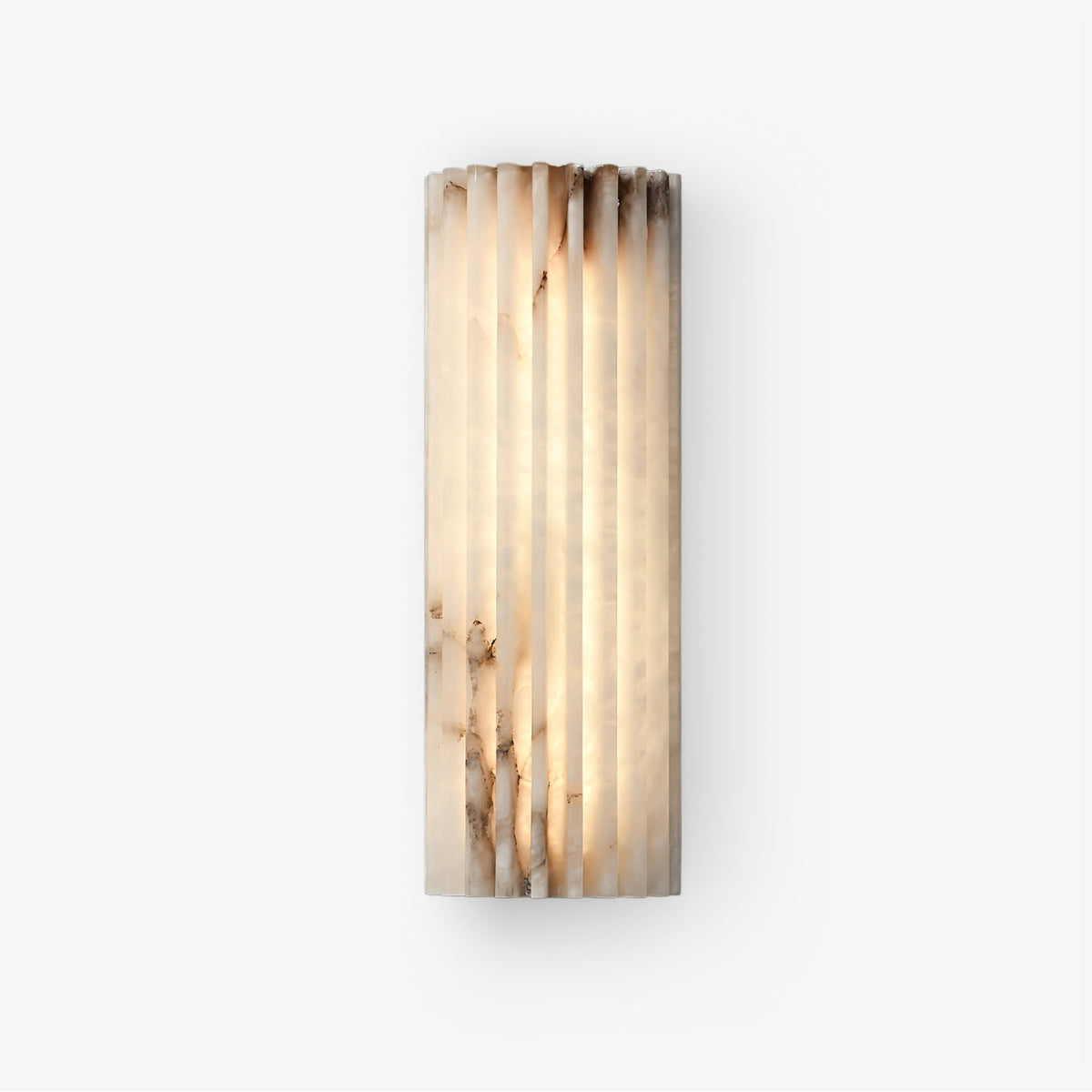 Alabaster Wall Sconce with Fluted Stone Texture and Integrated LED Light - Image 1