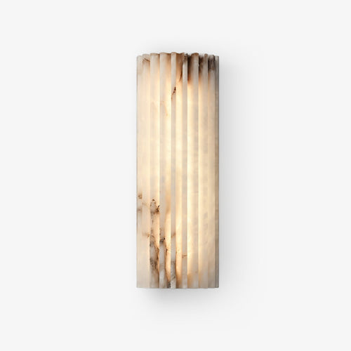 Alabaster Wall Sconce with Fluted Stone Texture and Integrated LED Light - Image 1