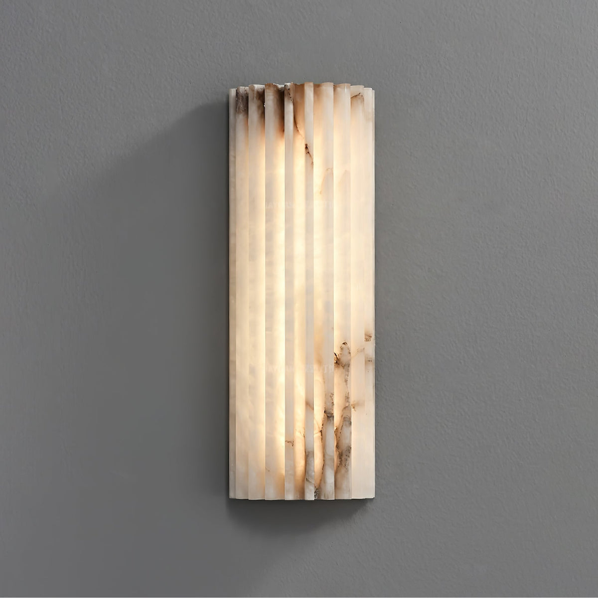 Alabaster Wall Sconce with Fluted Stone Texture and Integrated LED Light - Image 15