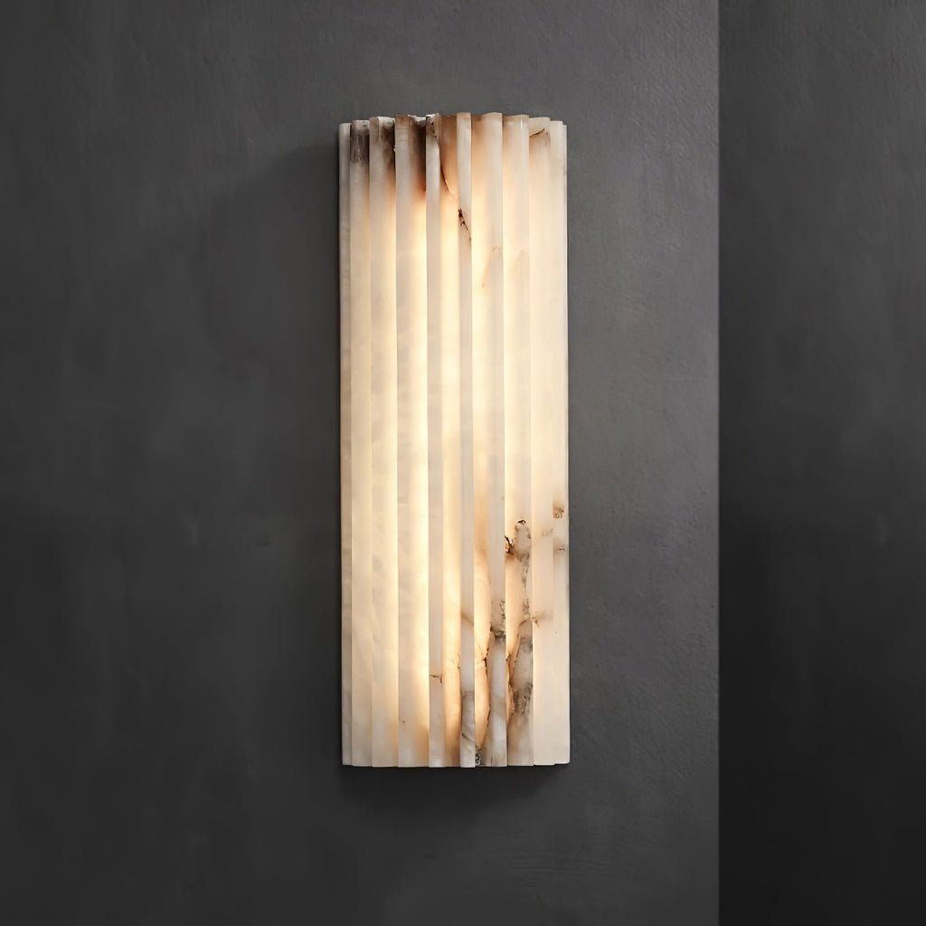 Alabaster Wall Sconce with Fluted Stone Texture and Integrated LED Light - Image 18