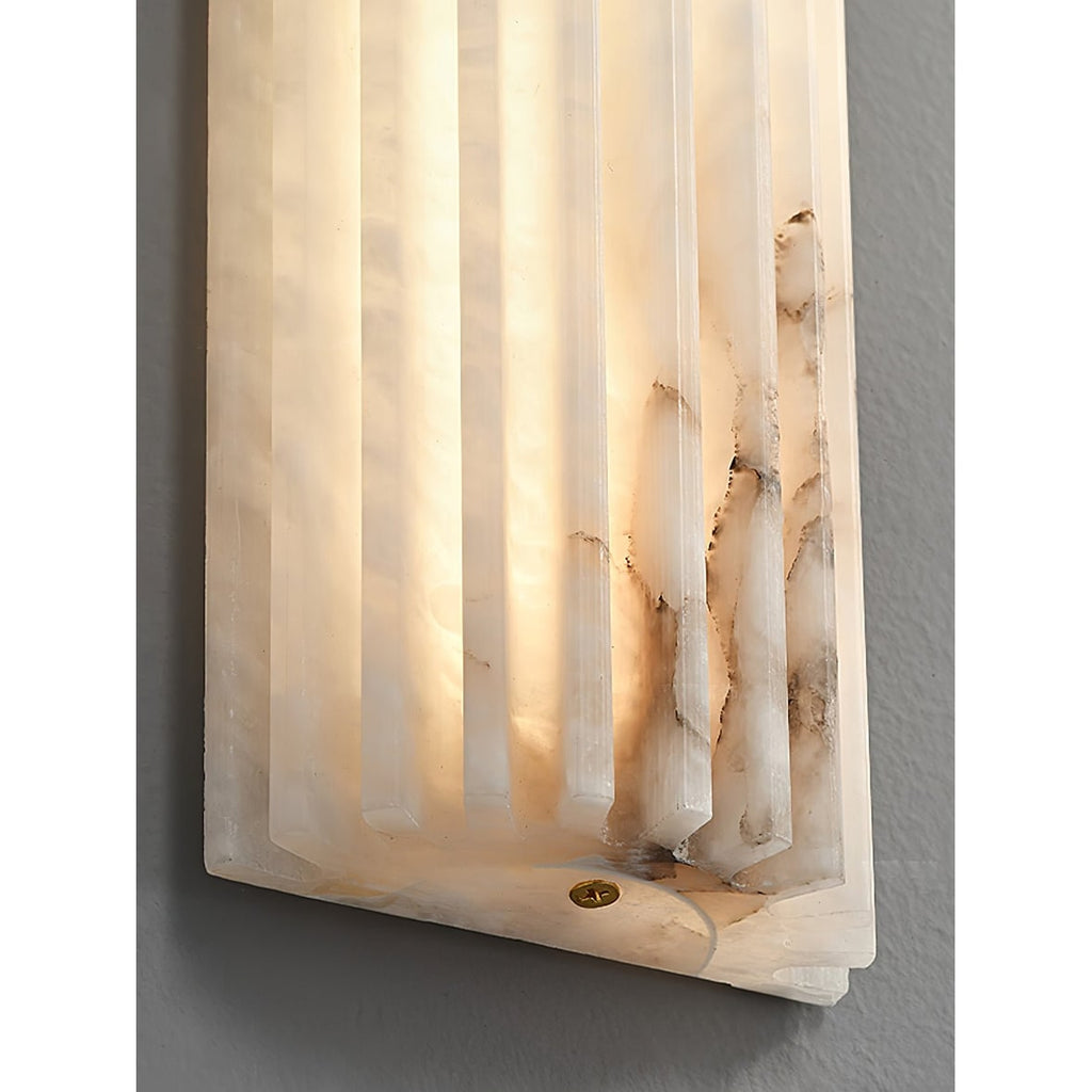 Alabaster Wall Sconce with Fluted Stone Texture and Integrated LED Light - Image 21