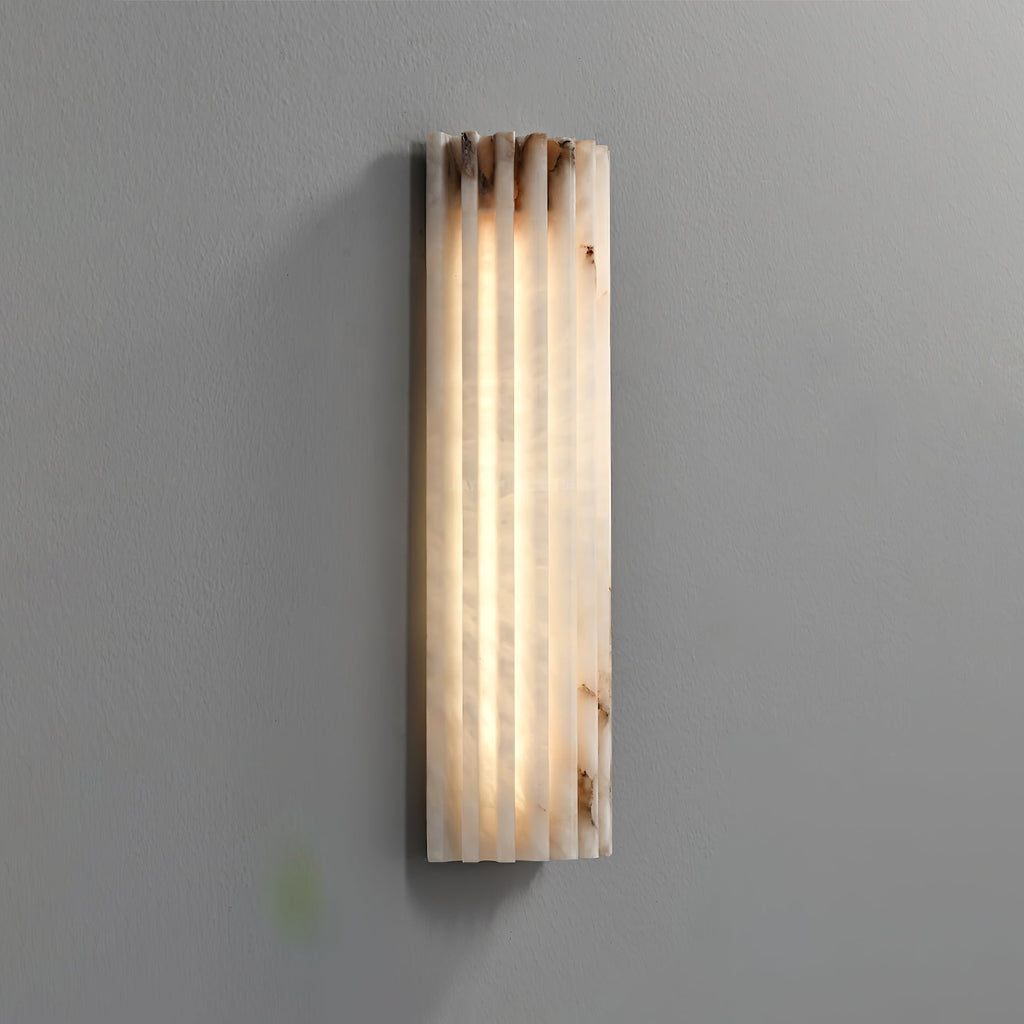 Alabaster Wall Sconce with Fluted Stone Texture and Integrated LED Light - Image 22
