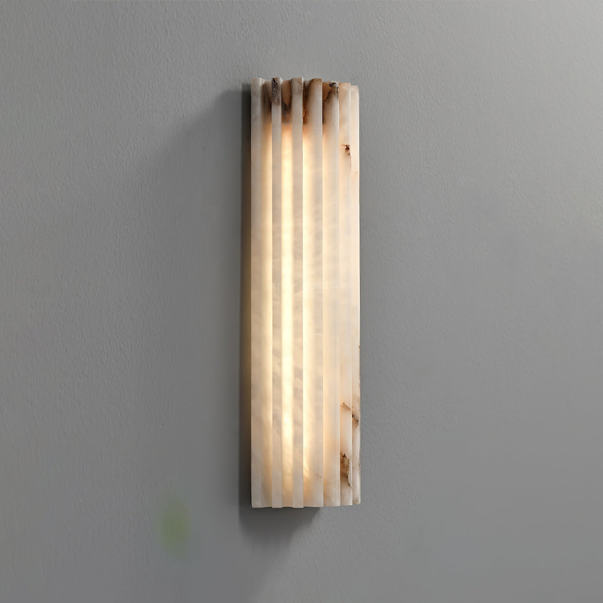 Alabaster Wall Sconce with Fluted Stone Texture and Integrated LED Light - Image 22