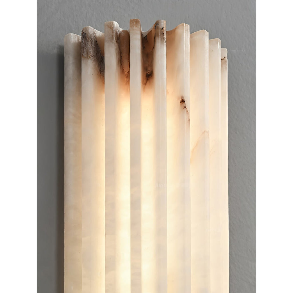 Alabaster Wall Sconce with Fluted Stone Texture and Integrated LED Light - Image 23