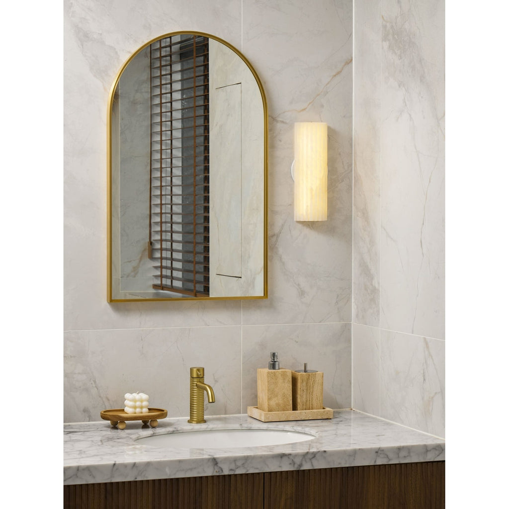 Alabaster Wall Sconce with Fluted Stone Texture and Integrated LED Light - Image 29