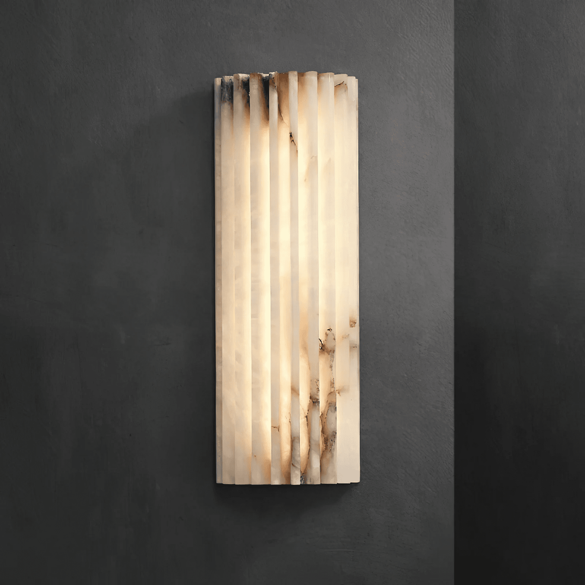 Alabaster Wall Sconce with Fluted Stone Texture and Integrated LED Light - Image 41