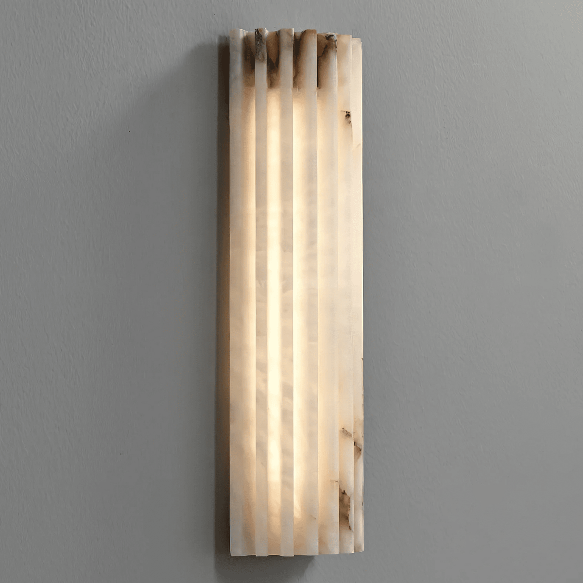 Alabaster Wall Sconce with Fluted Stone Texture and Integrated LED Light - Image 44