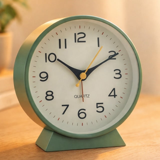 Analog Alarm Clock with Non-Ticking Quartz Movement Backlight and Integrated Stand - Image 1