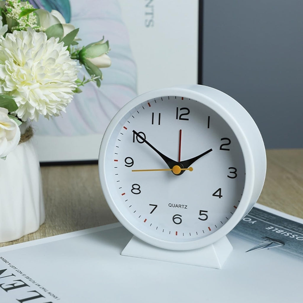 Analog Alarm Clock with Non-Ticking Quartz Movement Backlight and Integrated Stand - Image 12