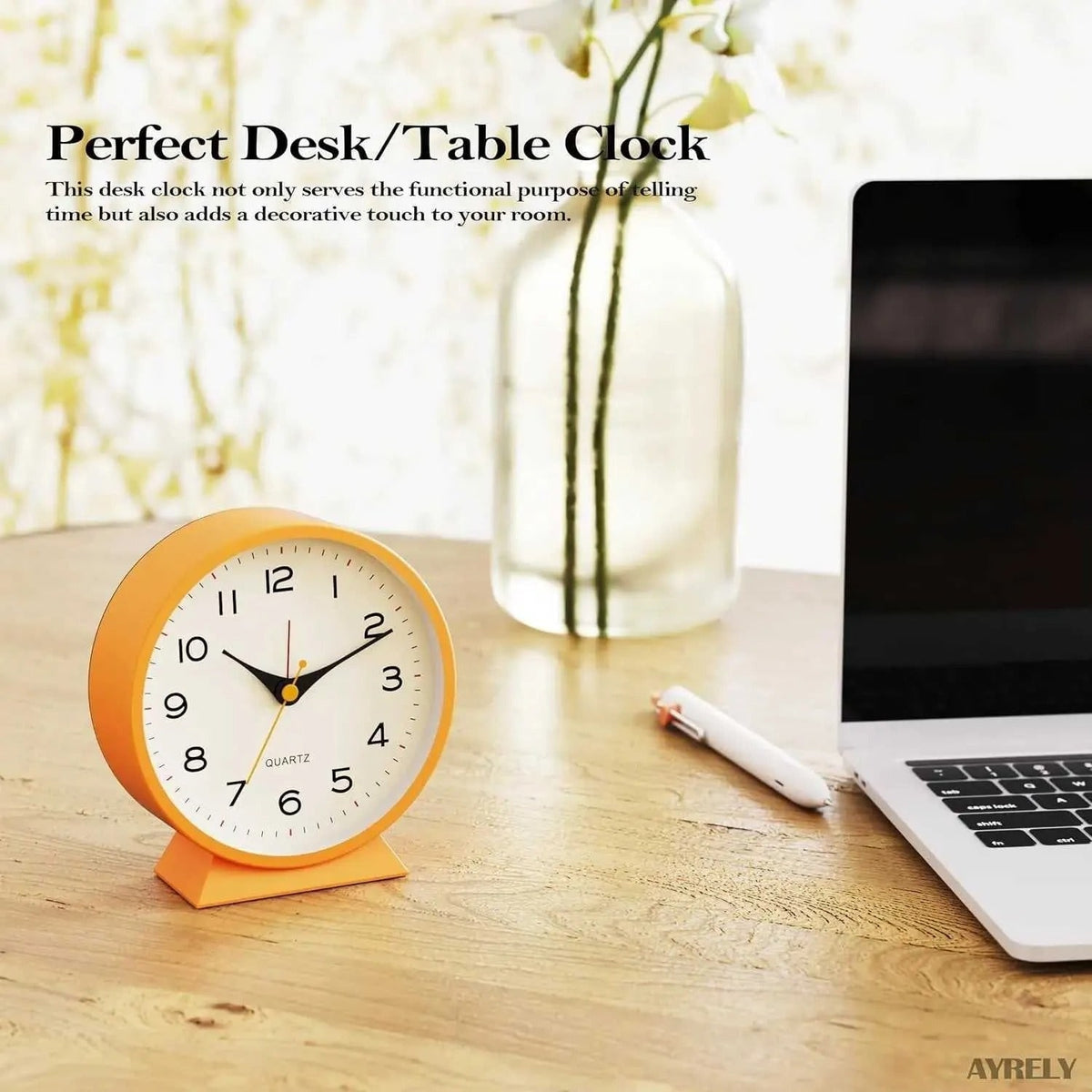 Analog Alarm Clock with Non-Ticking Quartz Movement Backlight and Integrated Stand - Image 14