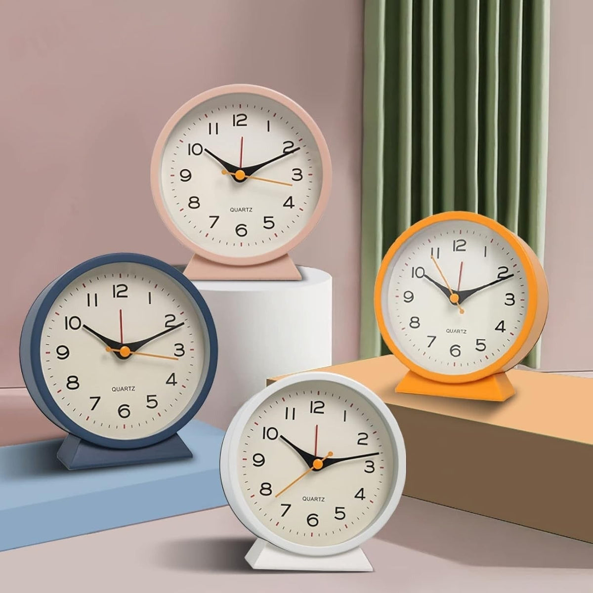Analog Alarm Clock with Non-Ticking Quartz Movement Backlight and Integrated Stand - Image 2