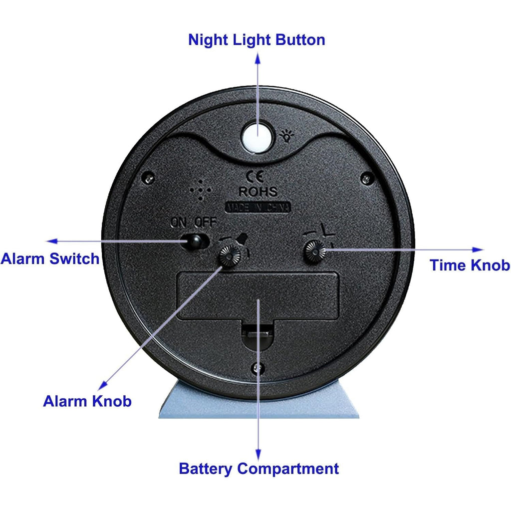 Analog Alarm Clock with Non-Ticking Quartz Movement Backlight and Integrated Stand - Image 9