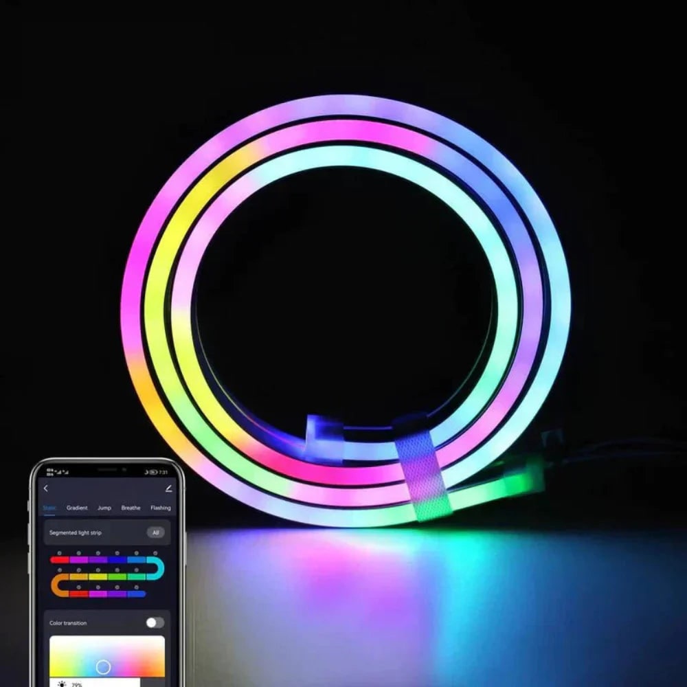App-Controlled Neon LED Light Strip with Flexible Rope Design and Multicolor Customization - Image 4