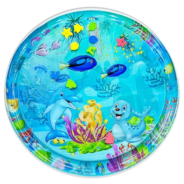 Baby Tummy Time Water Mat with Floating Toys and Underwater Graphics - Image 2
