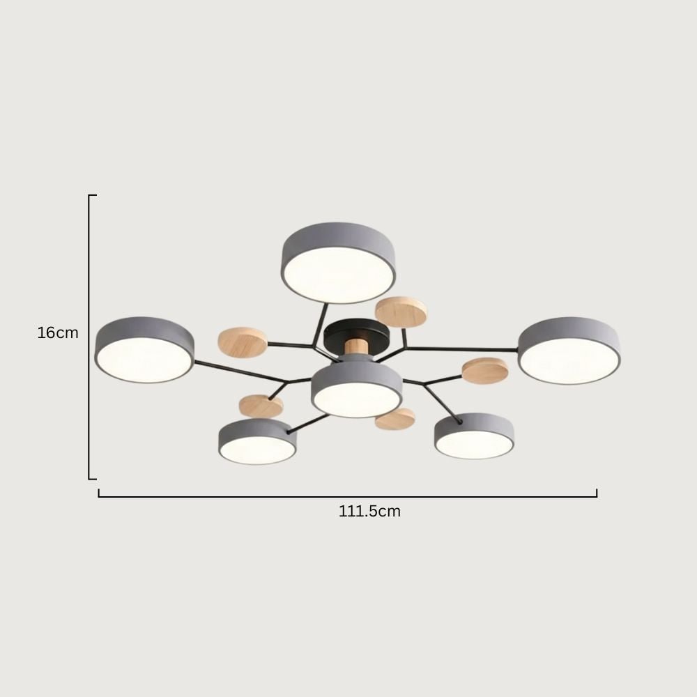 Bedroom Ceiling Light Fixtures Semi Flush LED Modern with Wooden Accents - Image 10