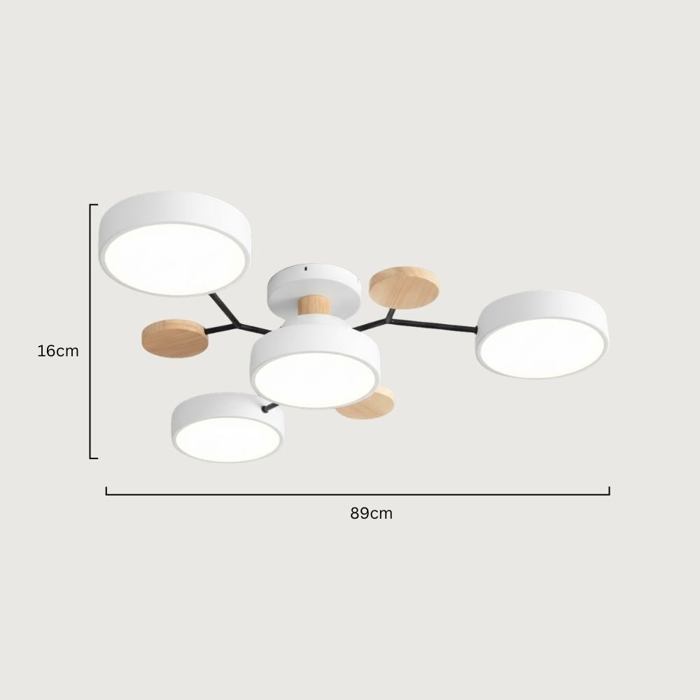 Bedroom Ceiling Light Fixtures Semi Flush LED Modern with Wooden Accents - Image 11