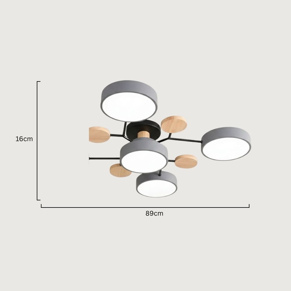 Bedroom Ceiling Light Fixtures Semi Flush LED Modern with Wooden Accents - Image 13