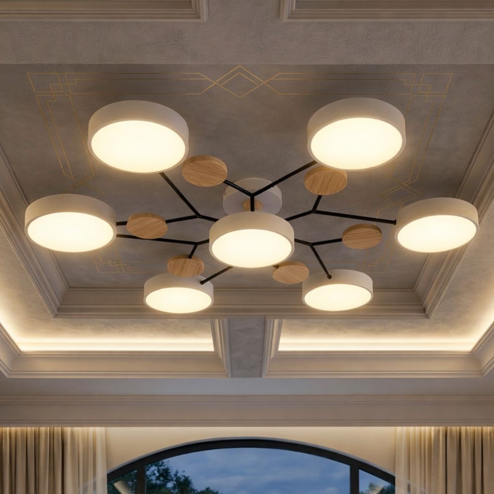 Bedroom Ceiling Light Fixtures Semi Flush LED Modern with Wooden Accents - Image 21