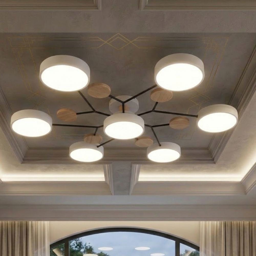Bedroom Ceiling Light Fixtures Semi Flush LED Modern with Wooden Accents - Image 25