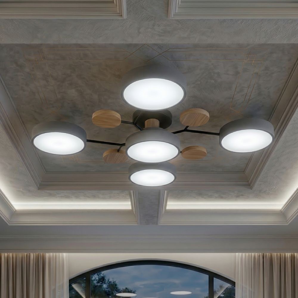 Bedroom Ceiling Light Fixtures Semi Flush LED Modern with Wooden Accents - Image 39