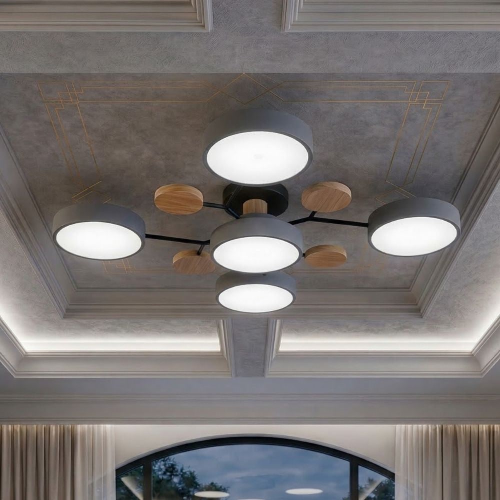 Bedroom Ceiling Light Fixtures Semi Flush LED Modern with Wooden Accents - Image 47