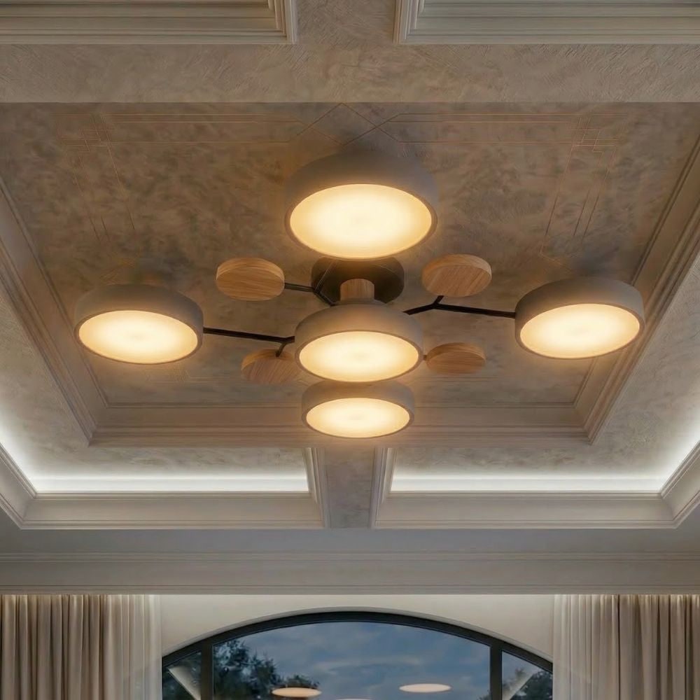 Bedroom Ceiling Light Fixtures Semi Flush LED Modern with Wooden Accents - Image 50