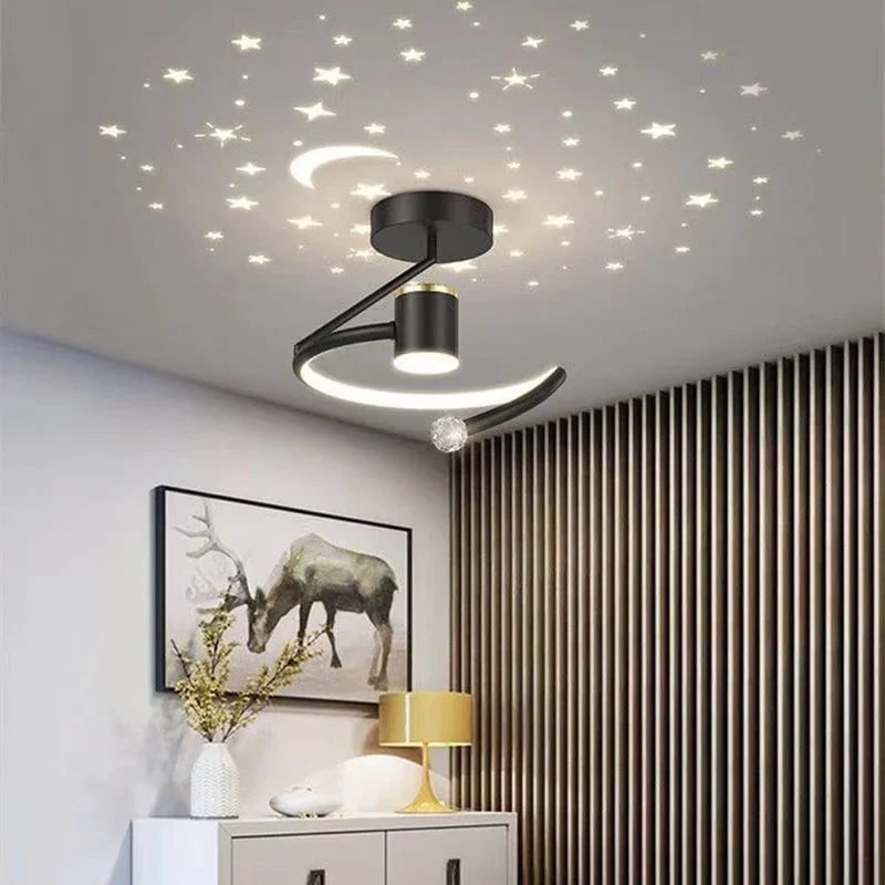 Bedroom Ceiling Light Fixtures with LED Semi Flush Mount Starry Sky Projection - Image 2