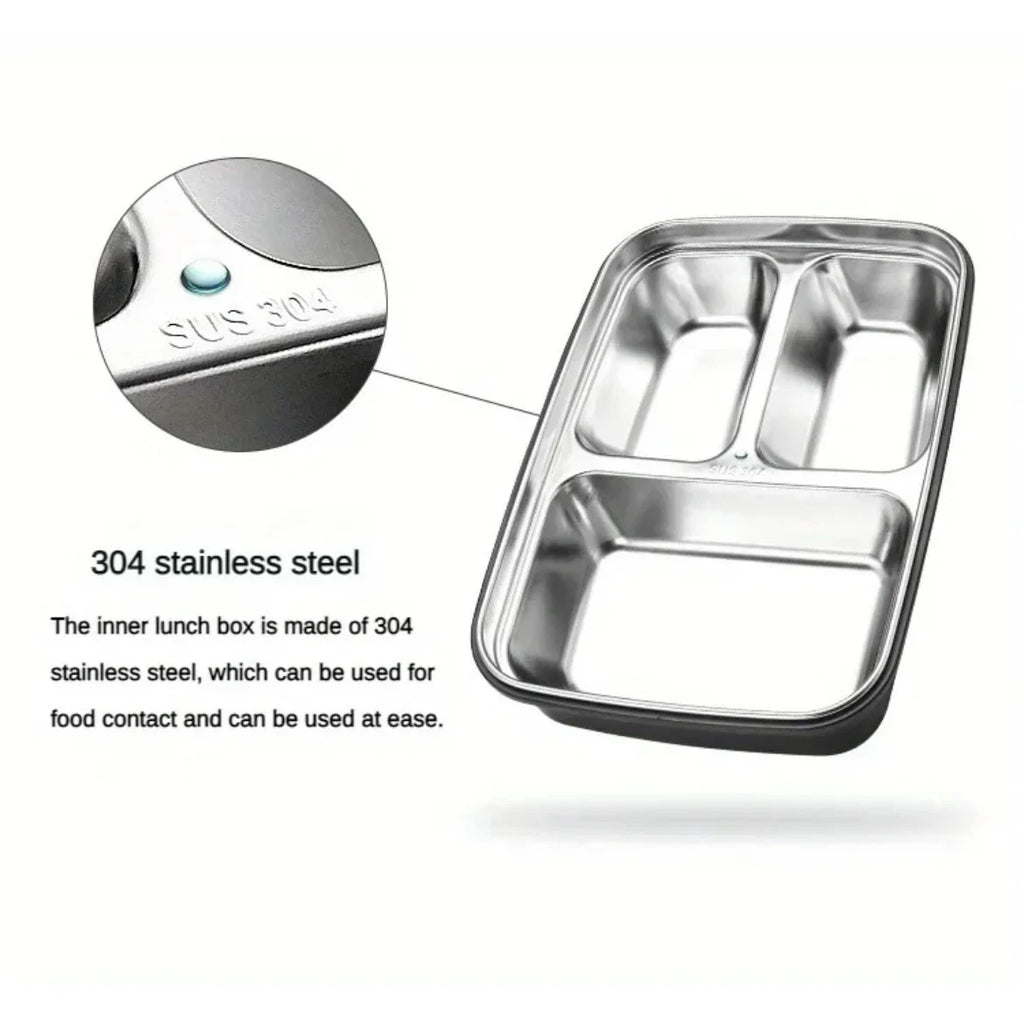 Bento Lunch Box with Stainless Steel Interior Airtight Compartments and Phone Stand Lid - Image 6