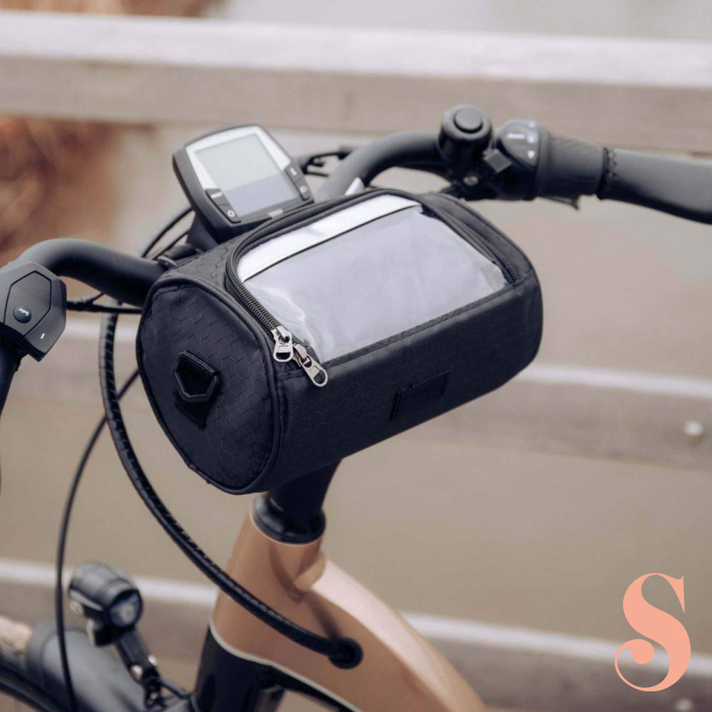 Bike Handlebar Bag with Clear Phone Pocket and Dual Zipper Storage - Image 1