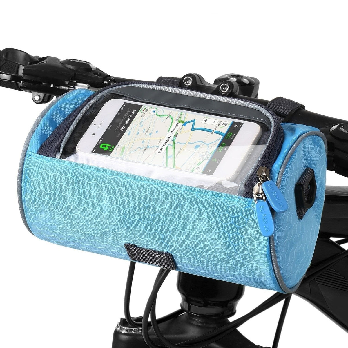 Bike Handlebar Bag with Clear Phone Pocket and Dual Zipper Storage - Image 10