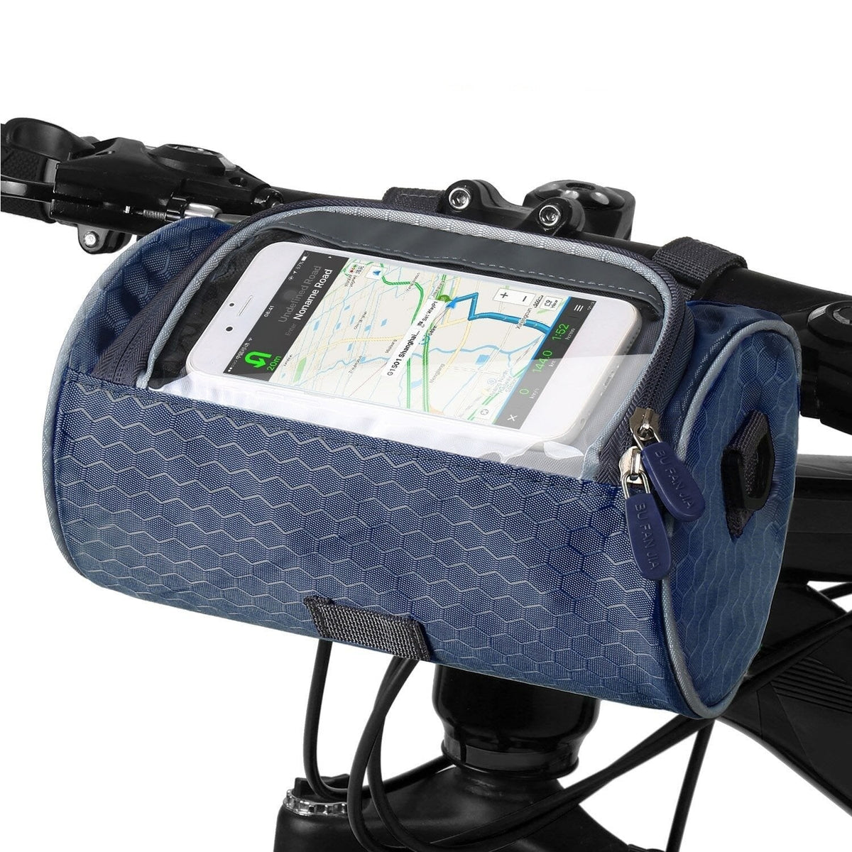 Bike Handlebar Bag with Clear Phone Pocket and Dual Zipper Storage - Image 11
