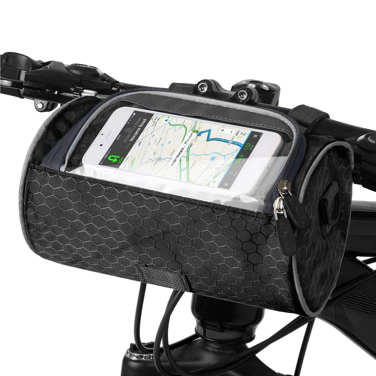 Bike Handlebar Bag with Clear Phone Pocket and Dual Zipper Storage - Image 12