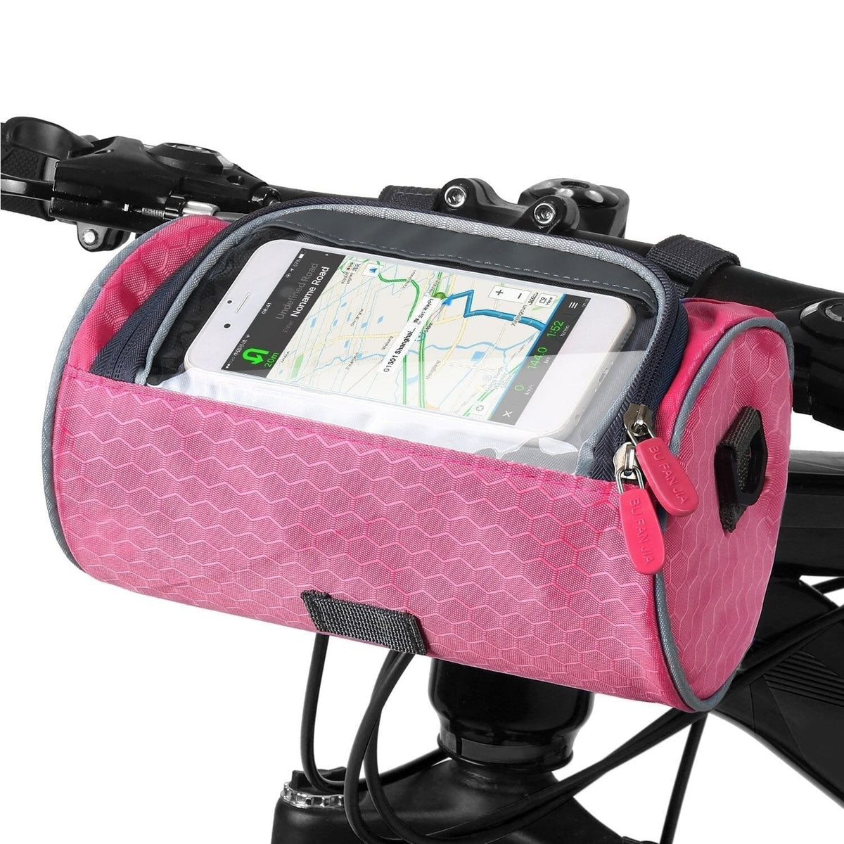 Bike Handlebar Bag with Clear Phone Pocket and Dual Zipper Storage - Image 14