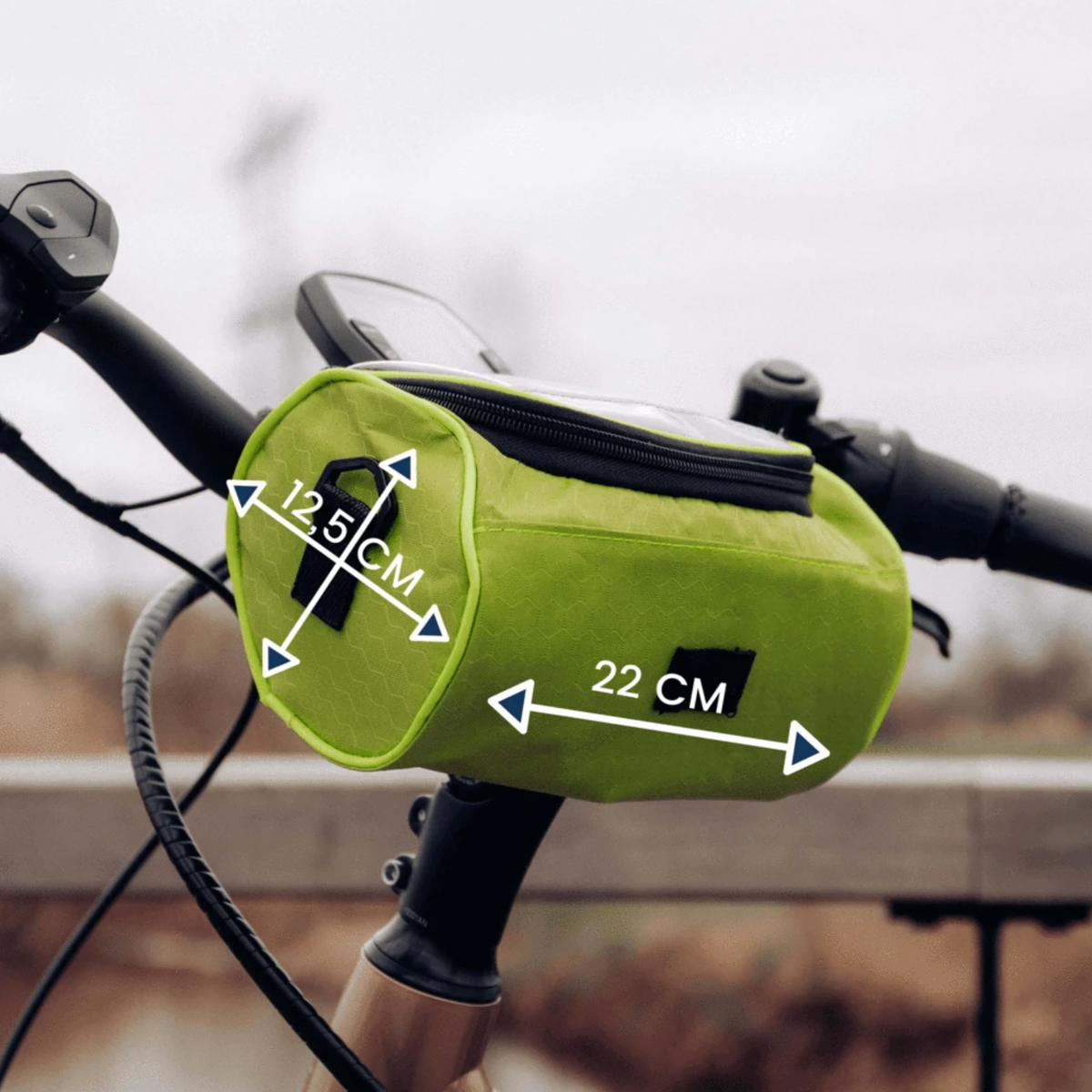 Bike Handlebar Bag with Clear Phone Pocket and Dual Zipper Storage - Image 8