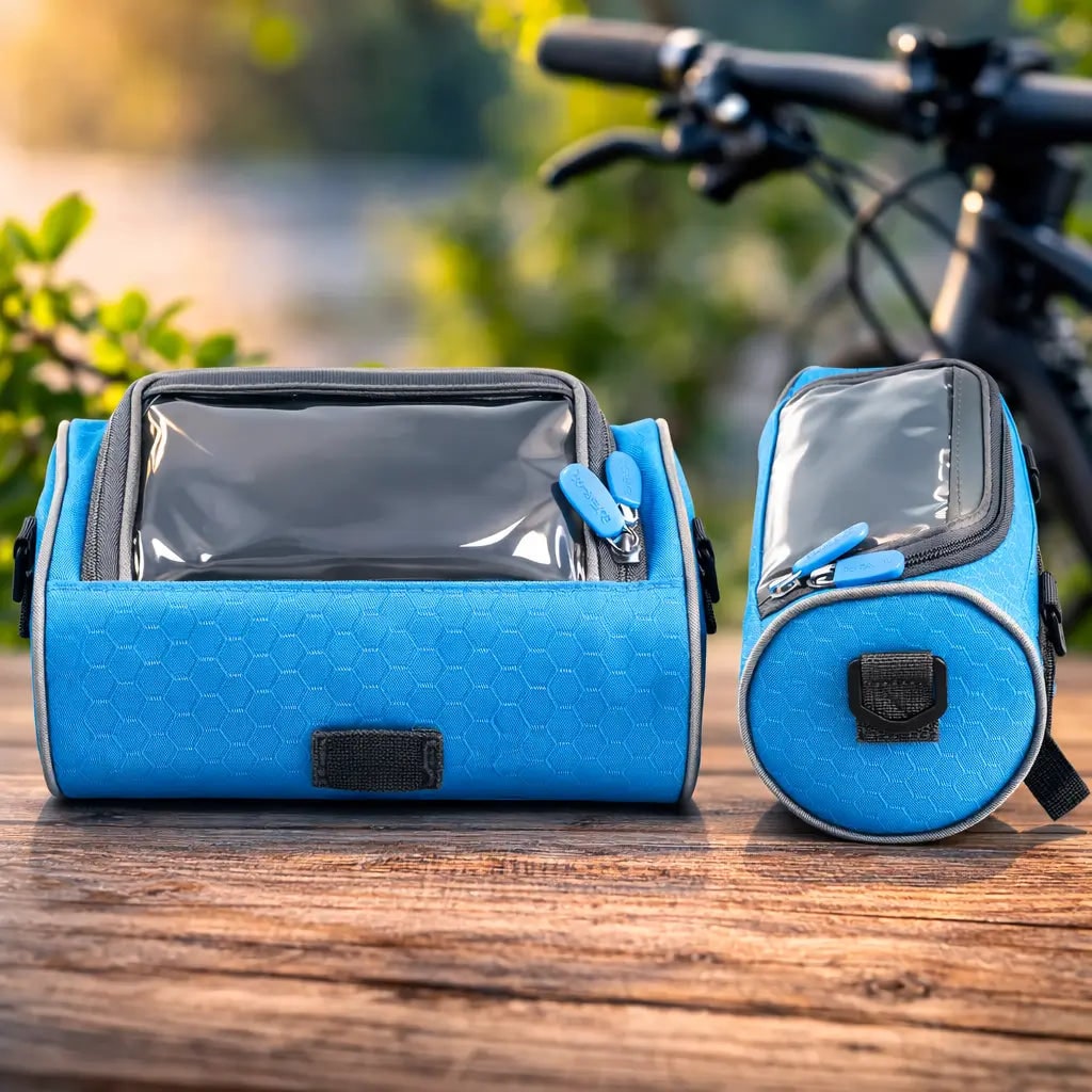 Bike Handlebar Bag with Touchscreen Phone Holder and Reflective Trim - Image 12