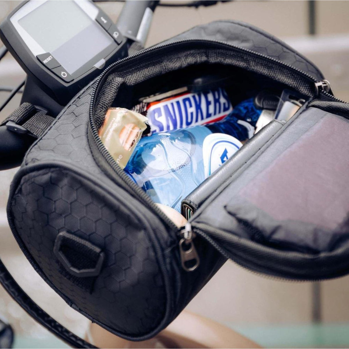Bike Handlebar Bag with Touchscreen Phone Holder and Reflective Trim - Image 13