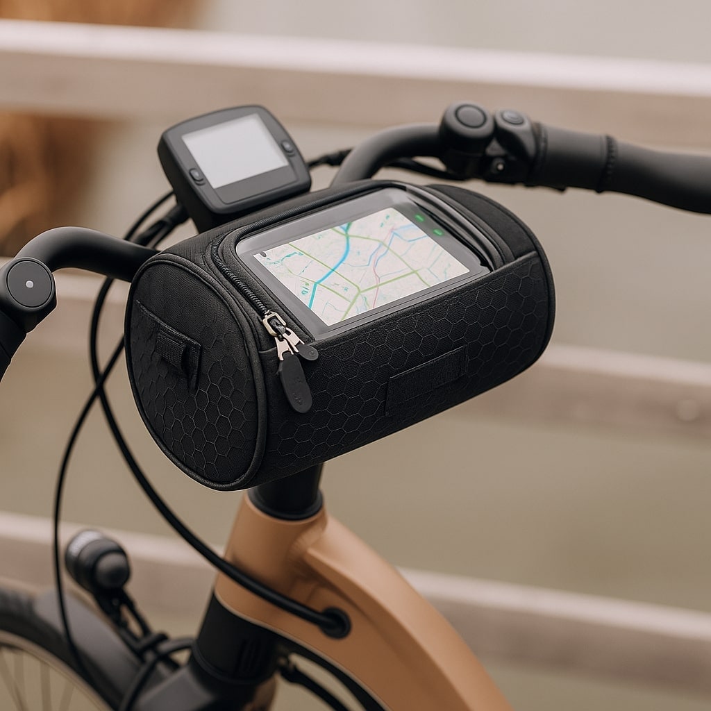 Bike Handlebar Bag with Touchscreen Phone Holder and Reflective Trim - Image 14