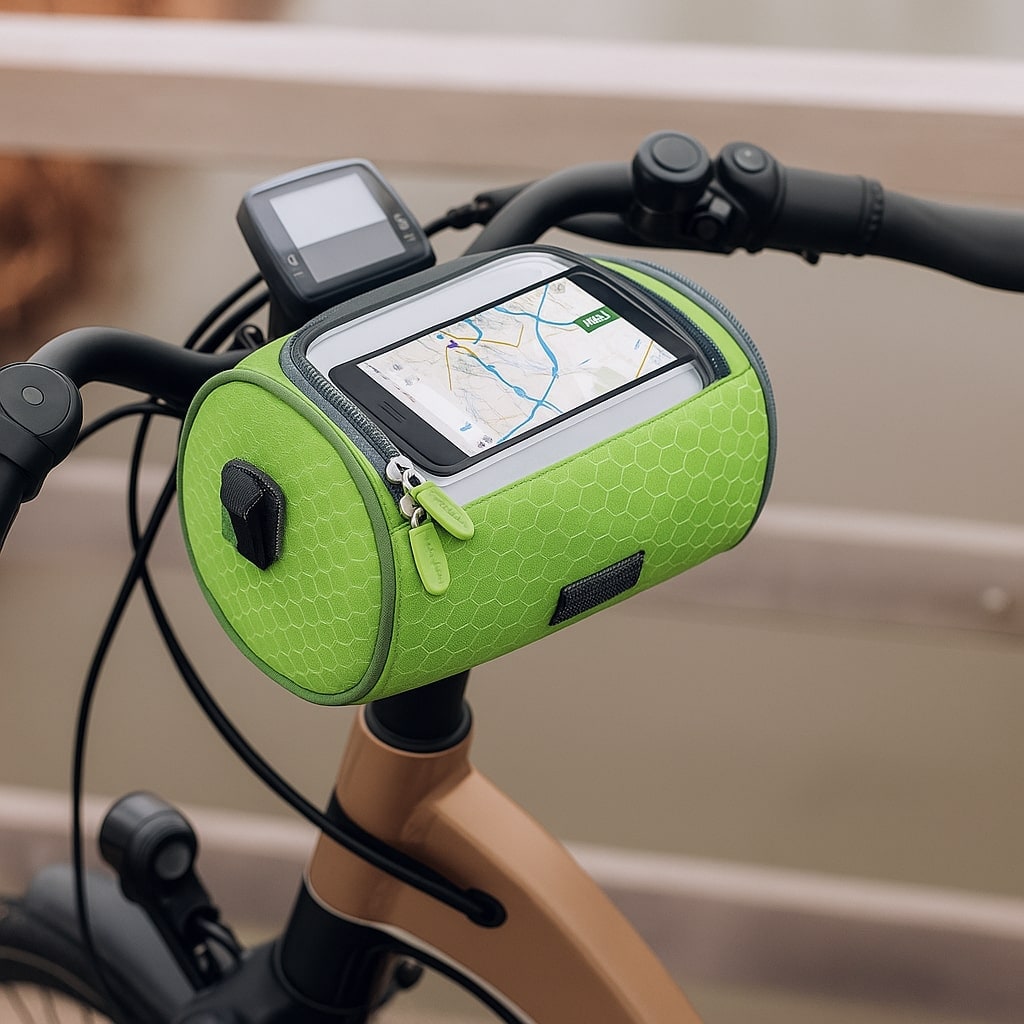 Bike Handlebar Bag with Touchscreen Phone Holder and Reflective Trim - Image 17