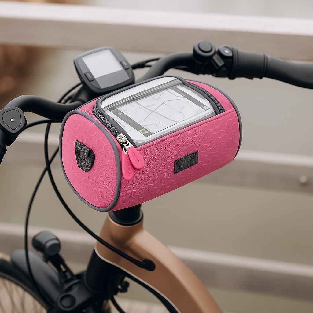 Bike Handlebar Bag with Touchscreen Phone Holder and Reflective Trim - Image 19