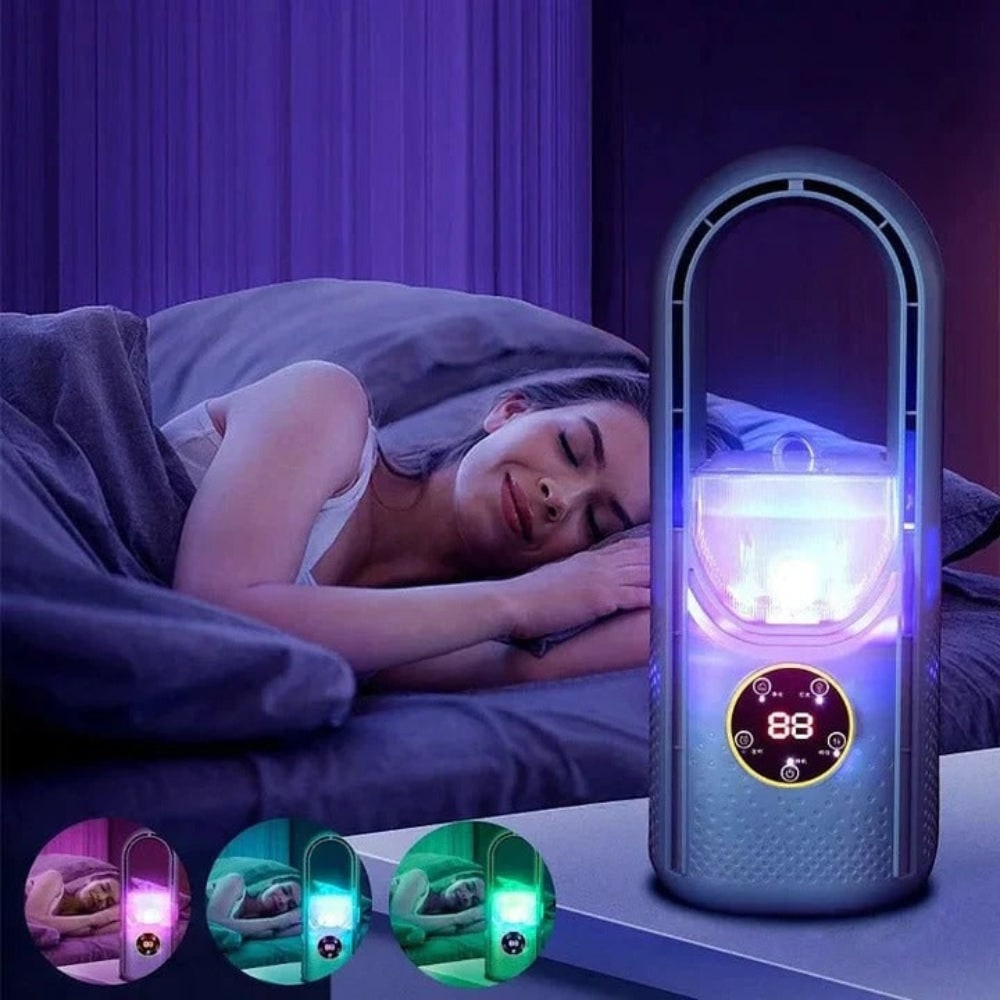 Bladeless Desk Fan with Misting Water Tank and LED Nightlight - Image 3