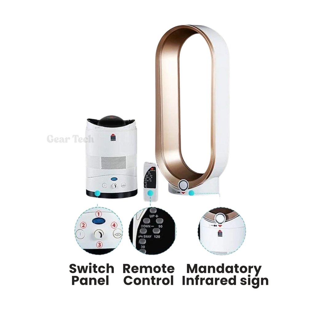 Bladeless Fan with Oscillating Remote Control and Detachable Design for Home Cooling - Image 7
