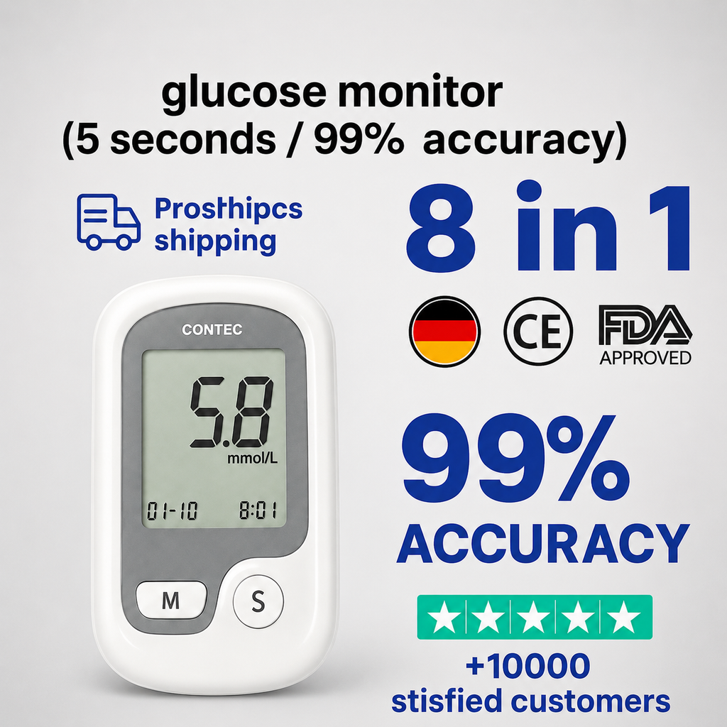 Blood Sugar Level Monitor with Portable Digital Display and Test Strip Kit - Image 1