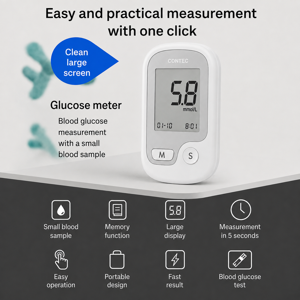 Blood Sugar Level Monitor with Portable Digital Display and Test Strip Kit - Image 8