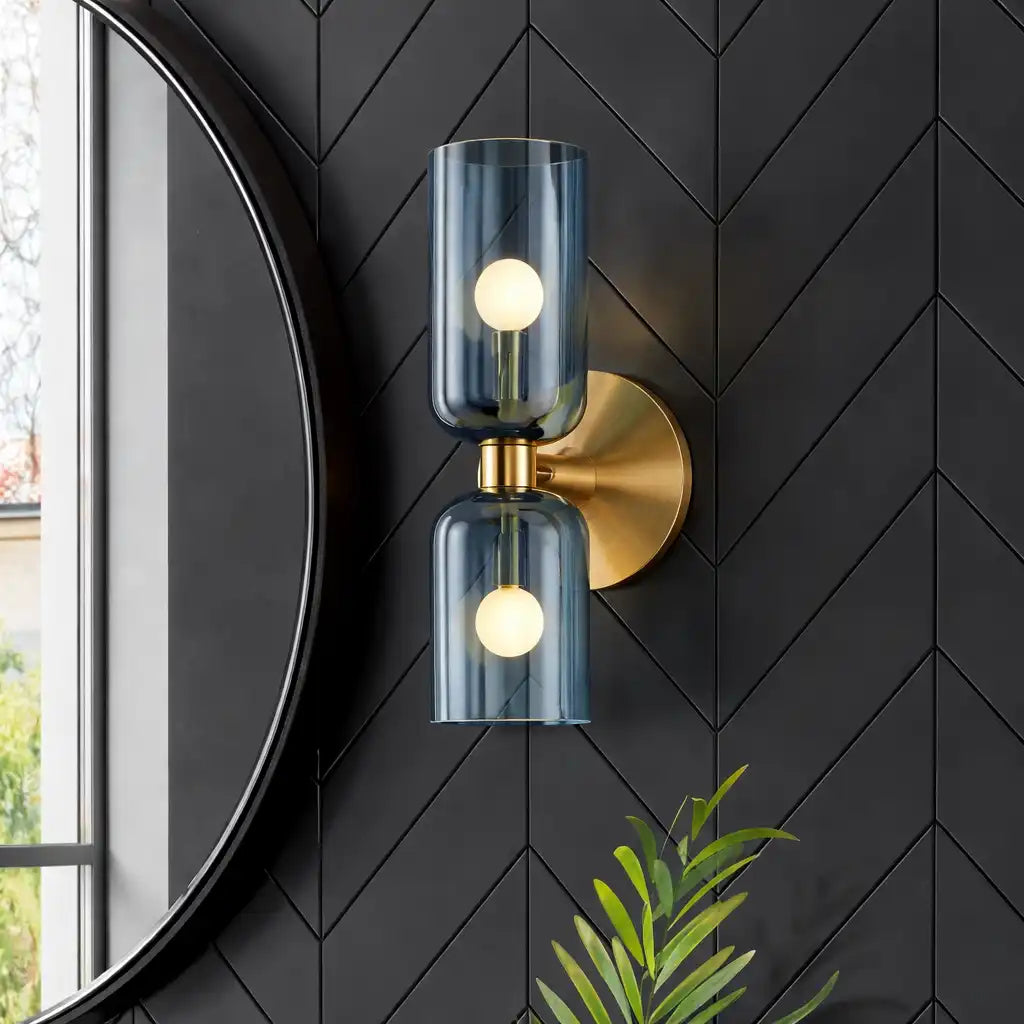 Irina Modern Double-Head Sculpted Glass Wall Light