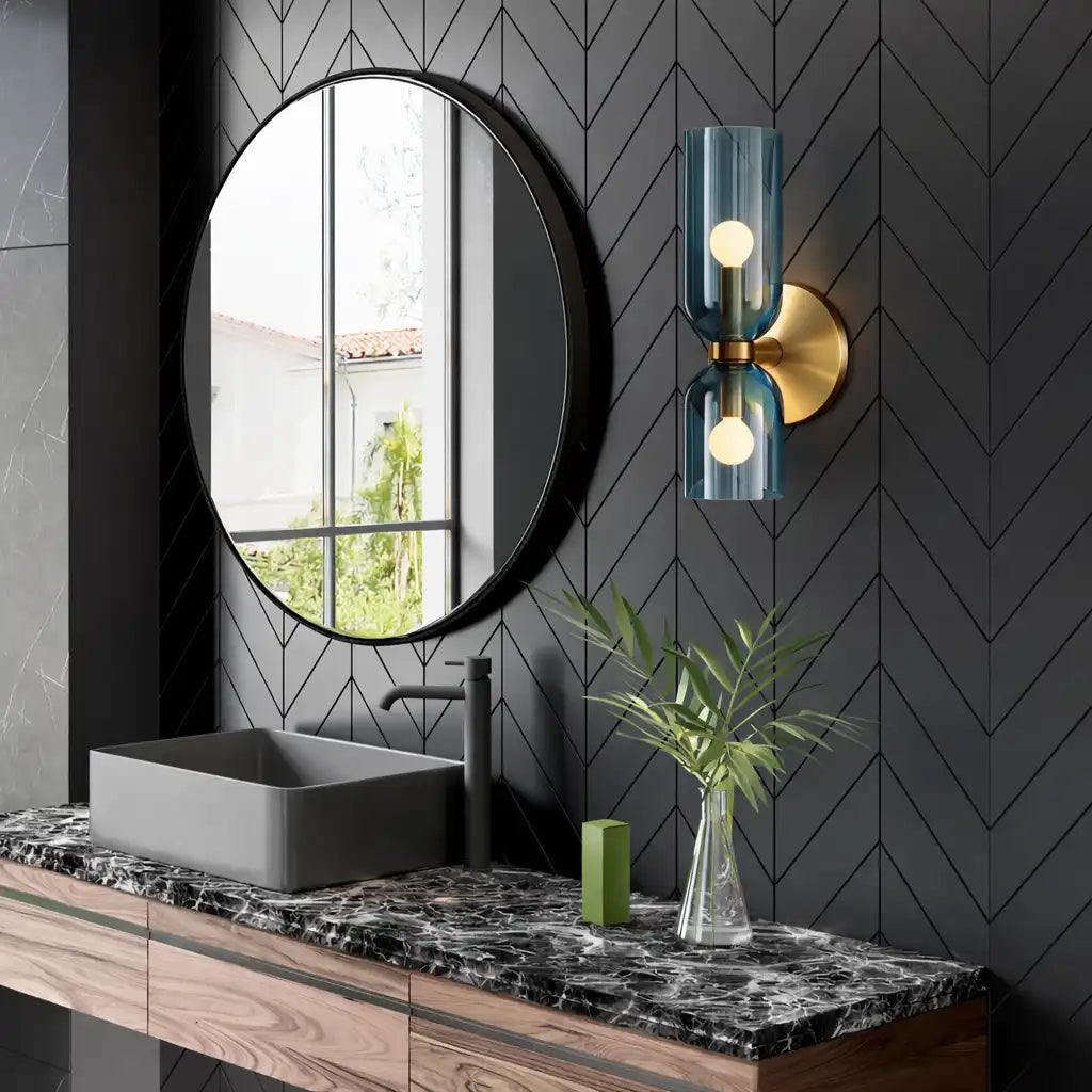 Irina Modern Double-Head Sculpted Glass Wall Light