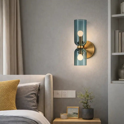 Double Head Sculpted Glass Wall Light