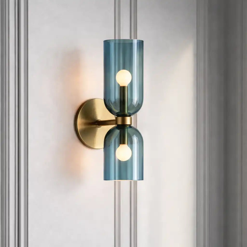 Irina Modern Double-Head Sculpted Glass Wall Light