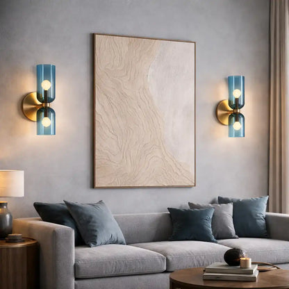 Double Head Sculpted Glass Wall Light